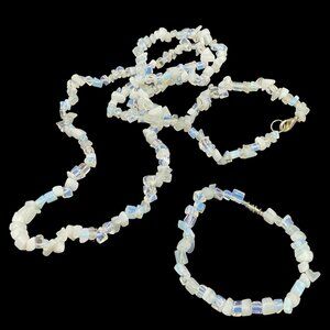 Rainbow Moonstone Necklace & Bracelet Set